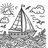 Big Sail Boat Coloring Page 2  For Kids – Smart Creative sketch template