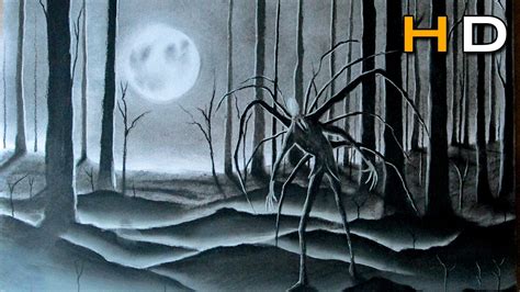 Slenderman in the Forest Speed Drawing - Scary Art - Timelapse - YouTube