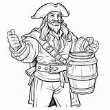 Premium Vector  Pirate With Barrel Of Rum Coloring Page sketch template