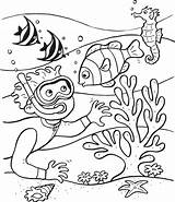 Scuba Diving Ocean sketch template
