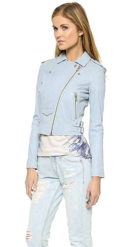 Iro Ashville Leather Jacket - Light Blue in Blue | Lyst