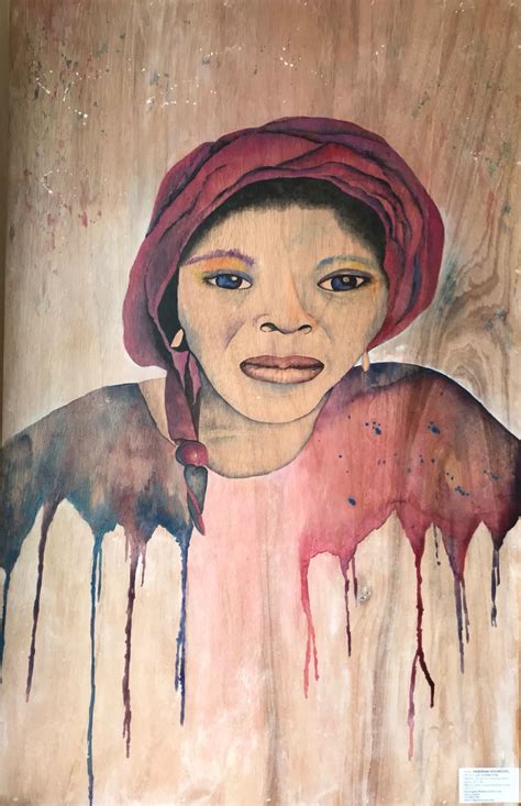Nigerian House Girl on Reclaimed Wood 36" x 45" - Covington Watercolors