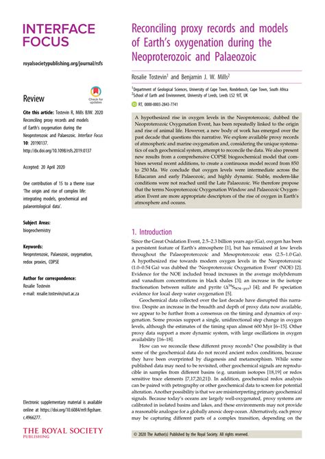 (PDF) Reconciling proxy records and models of Earth’s oxygenation ...