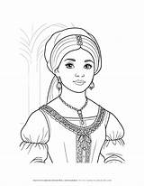 Ottoman 16th Century Woman Coloring Page For History Lessons sketch template