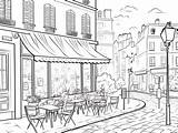 Parisian Cafe Coloring Adventure  Page sketch template