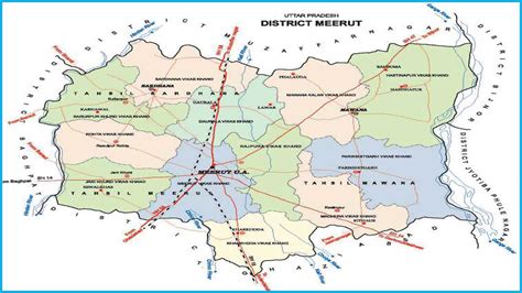 Meerut District Map, District Map Of Meerut, Uttar Pradesh,, 45% OFF