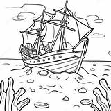 Shipwreck Scene Coloring Page 64742 52061 sketch template