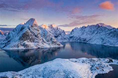 Norway Lofoten Mountains Winter Bay Snow Wallpaper,HD Nature Wallpapers ...