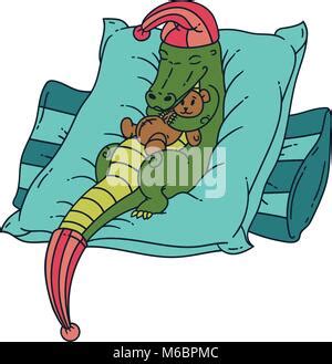 sleeping dragon. vector illustration. funny cute imaginary character Stock Vector Art ...