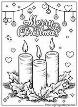 Candle Christmas Coloring Pages Candles Advent Sheets Printable Color  sketch template