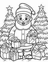 Premium Photo  Santa Claus And Presents coloring Pages For Kids sketch template