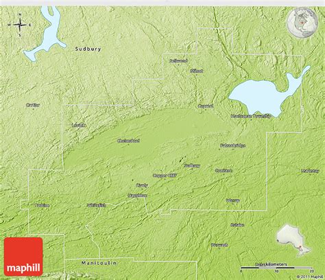 Physical 3D Map of Greater Sudbury / Grand Sudbury