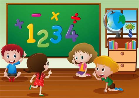 Kids learning in classroom 412925 Vector Art at Vecteezy