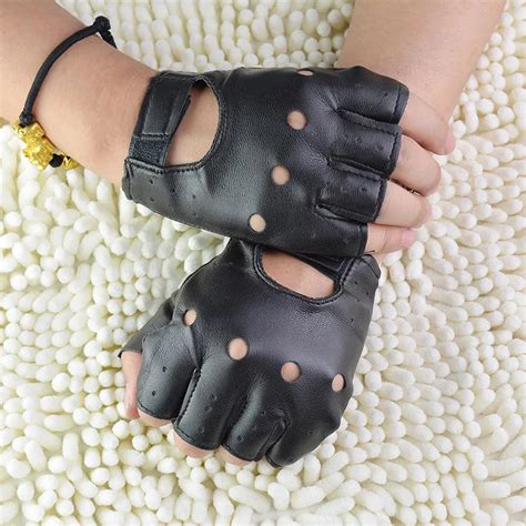 1Pair Fashion Boy Gloves Cool Hollow PU leather Biker Driving Gloves ...