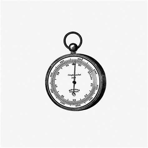 Aneroid barometer vintage drawing | Royalty free stock illustration ...