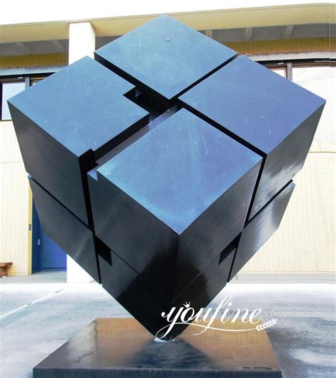 Large Brush Metal Cube Sculpture for Garden Campus CSS-287 - YouFine Art Sculpture