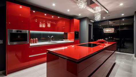 Modern kitchen design with luxury appliances, elegant marble flooring ...