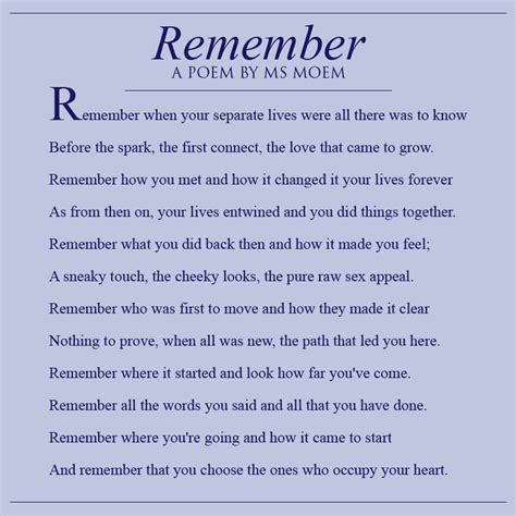 Remember Our Love Poem - antimoms