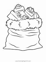 Sack Santa Coloring Christmas Pages Presents Drawing Gifts Color  sketch template