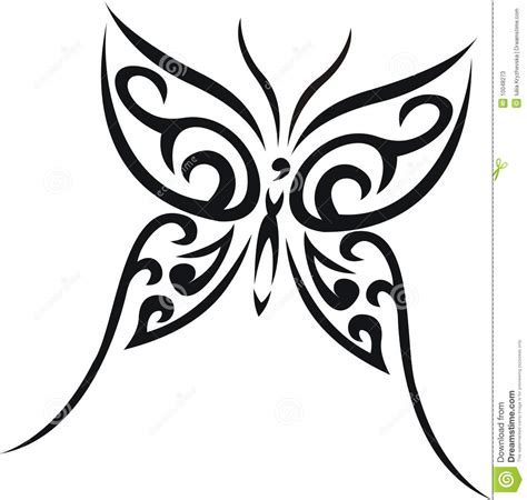 Black Tribal Butterfly Tattoo Stencil