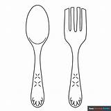 Spoon And Fork Coloring Page  Easy Drawing Guides sketch template