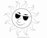 Sun Wearing sunglasses Coloring Page For Kids  Free Planets Printable sketch template