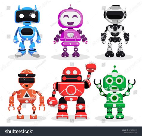 Robot Vector Character Set Robotic Characters Stock Vector (Royalty ...