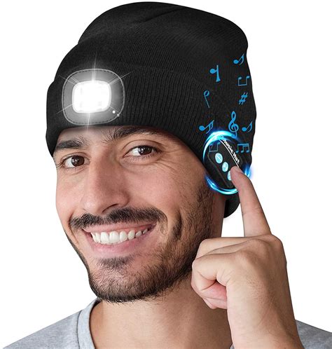 Unisex Bluetooth LED Beanie Hat with Light, Built-in Stereo Speaker and ...