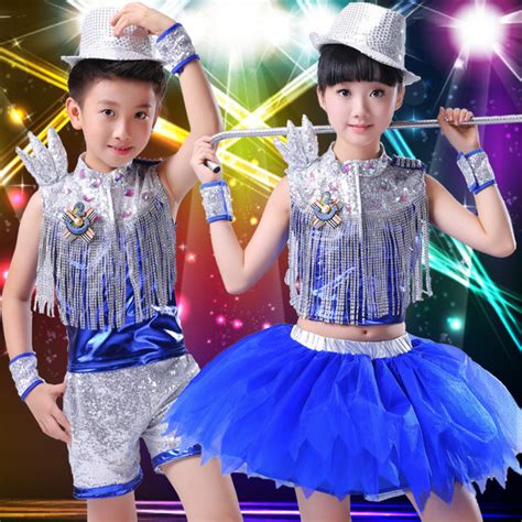 Hip Hop Dance Costumes for girls Jazz Dance Dress Jazz dance children Costume Girls sequins ...