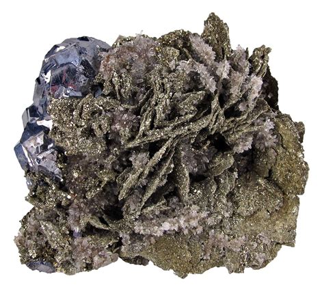 Brassy, Tabular Pyrite ps. Pyrrhotite & Galena