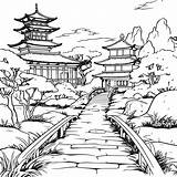 Chinese Landscape coloring Page 35133576 Vector Art At Vecteezy sketch template