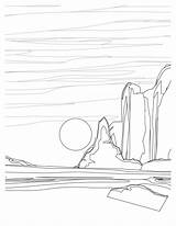 Desert Sunset Coloring Pages  Tranquil Scenes To Color sketch template