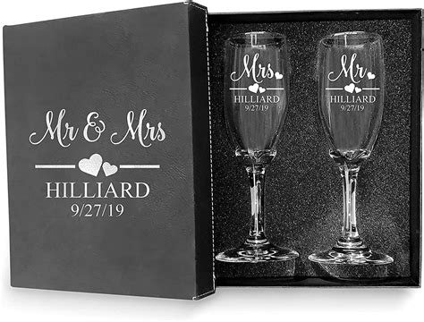 Krezy Case Mr and Mrs Wedding Toasting Champagne Flutes, Set of 2, Laser engraved Tosting Flutes ...