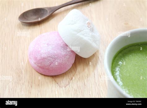 mochi with green tea Stock Photo - Alamy