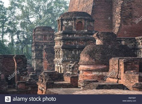 INDIA, NALANDA, Ruins of the ancient Buddhist monastery Mahavihara , which was also a leading ...