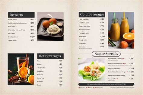 The Napier Heritage- Menu