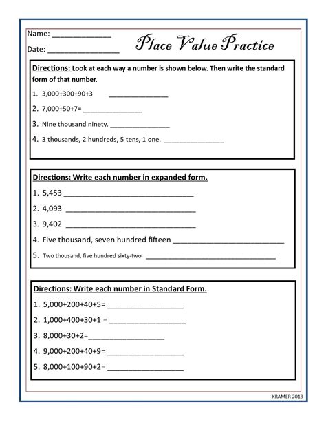 Standard Form Worksheet