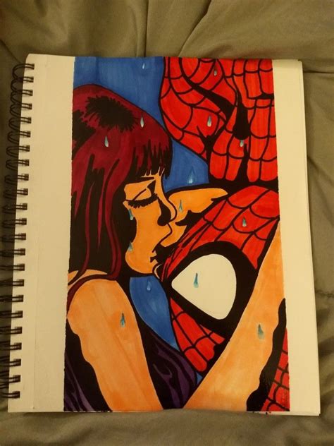 Upside-down Spiderman kiss | Spiderman upside down kiss, Canvas drawing, Amazing art painting