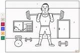 Color By Number Barbell And Dumbbell Workout  Free Printable Coloring sketch template