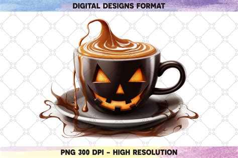 Spooky Halloween Coffee Horror Cup PNG Graphic by Bolder Design Studio ...