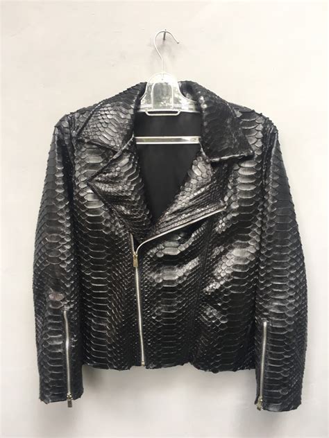 Black Python Leather Biker Style Jacket Man Leather Moto Man - Etsy