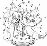 Dog And Cat Birthday sketch template