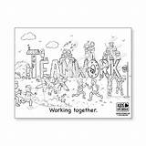 Coloring Pages Teamwork Camping Kids Outline Clipart Illustration Group  sketch template