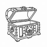 Open Treasure Chest Coloring Page Black And White sketch template