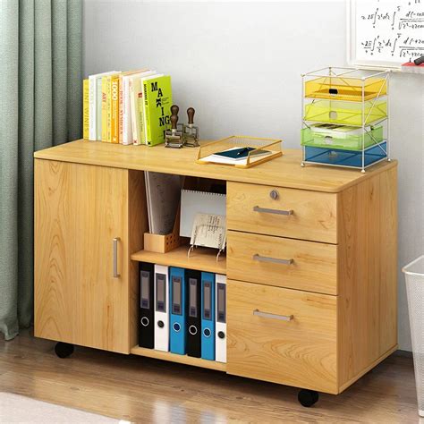 LK1667 Wooden Office Cabinet File Storage Cabinet with Lock Floor Stand ...