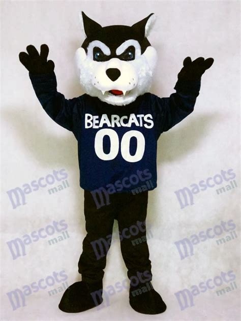 Cute Navy Blue Bearcat Mascot Costume