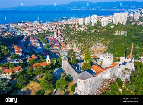 Aerial view of Rijeka with Trsat fortress, Croatia Stock Photo - Alamy