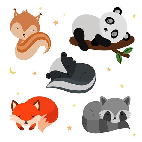 Cute sleeping animals. Baby shower clipart. Digital clipart. | Sleeping animals, Animal ...