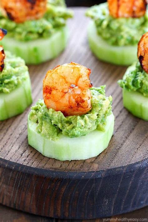 Need a quick & easy shareable appetizer? Make this Low Carb Avocado Shrimp Cucumber Appetizer ...