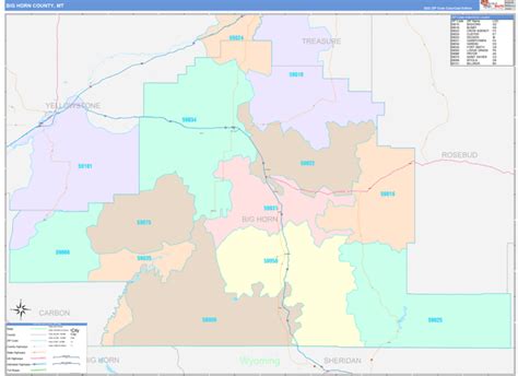 Big Horn County, MT Wall Map Color Cast Style by MarketMAPS - MapSales